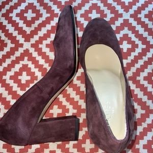 Hobbs London Burgundy Suede Block Heel EU 37.5 US 6.5